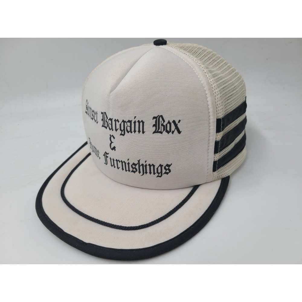 Vintage Sunset Bargain Box 3 Stripes Mesh Trucker Snapback (Fits Small) Hat Cap